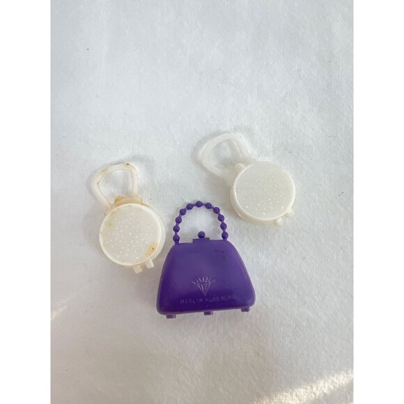 Vintage 60s Barbie Mini Purple Doll Purse & White Accessories Made In Hong Kong - Picture 5 of 6